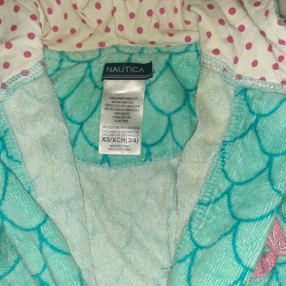 1 PC SWIMSUIT MERMAID BATHING SUIT & NAUTICA HOODED SWIM COVER UP-GIRLS SIZE 3/4 - Picture 6 of 6